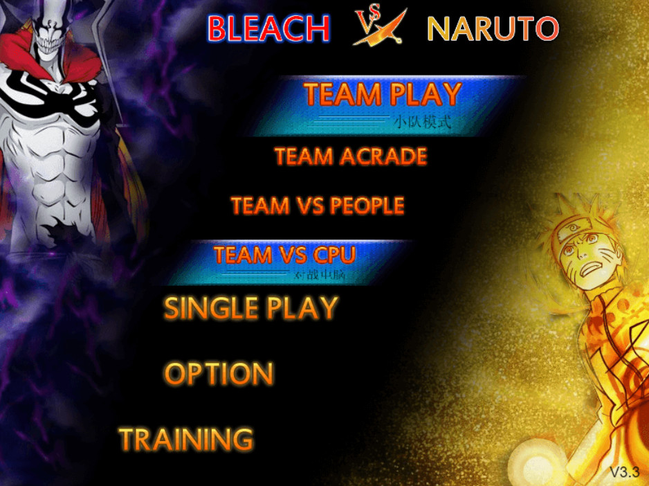 Menu thiết lập bên trong Naruto vs Bleach 3.3