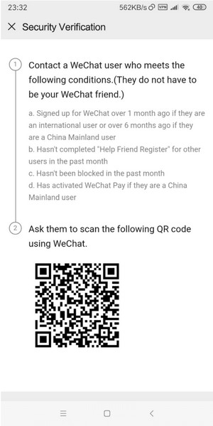 Quét mã QR của người dùng Wechat khác