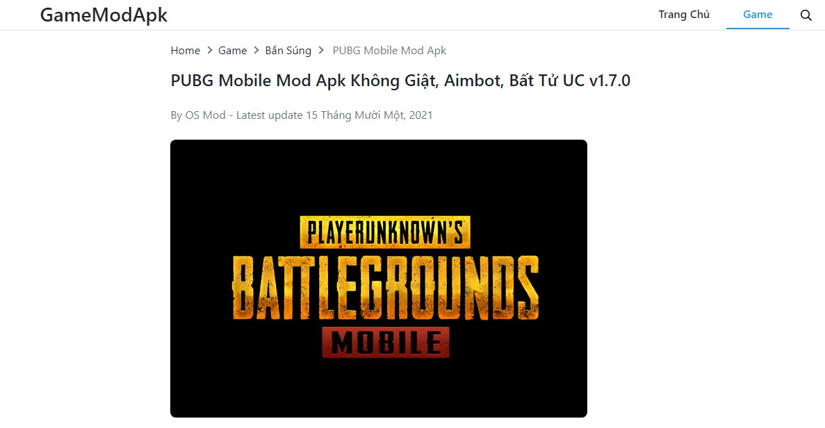 Game PUBG mobile trên Gamemodapk.top